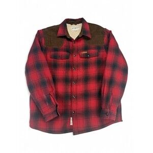 Field & Stream Men's L Red Plaid Sherpa-Lined Flannel Jacket